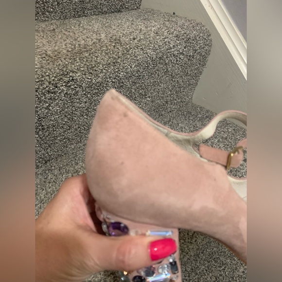 Bettye Muller Pink Suede Jeweled Heels - Picture 11 of 12